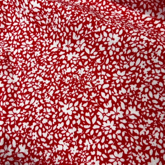 Zara Oversized Floral Print Maxi Dress Peter Pan Collar Tiered Red White Medium - Picture 13 of 15